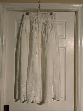 Celeste Skirt Shop Dahl White Eyelet Skirt with Drawstring Waist